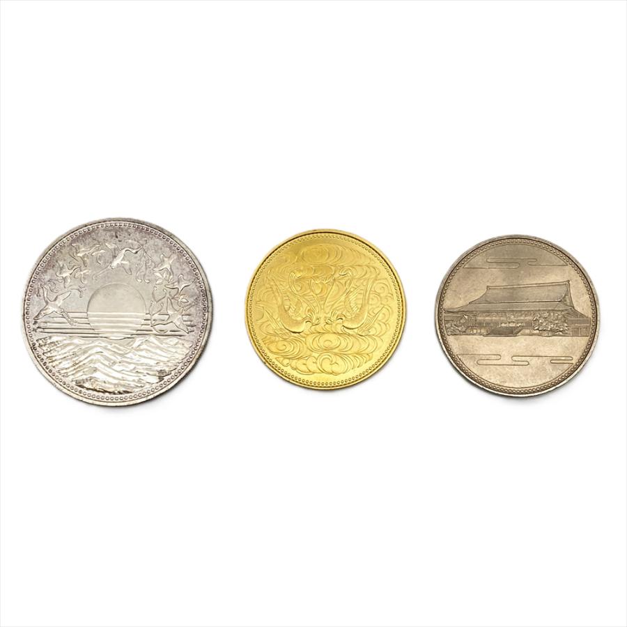 天皇御在位 六十年記念 10万円金貨幣 1万円銀貨幣 500円白銅貨幣 貨幣3