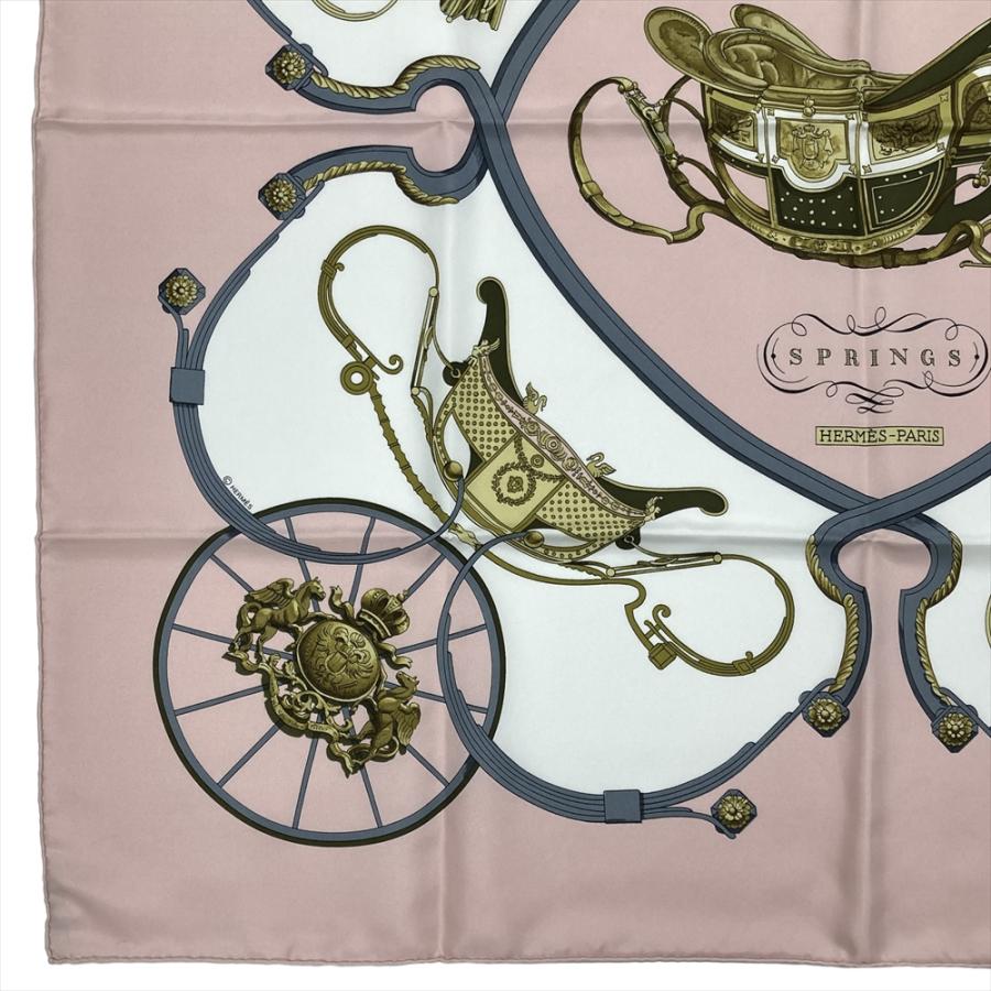 HERMES エルメス カレ 90 SPRINGS スカーフ シルク ピンク 馬車 HERMES エルメス カレ 90 SPRINGS スカーフ シルク ピンク 馬車
