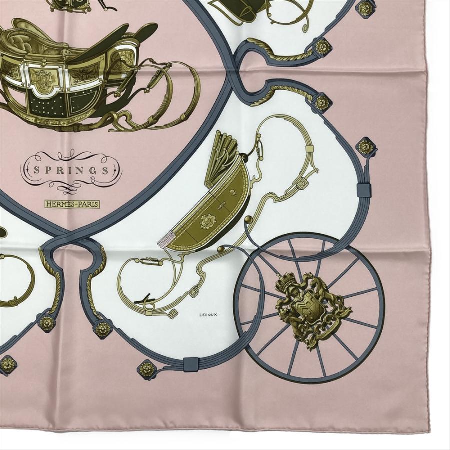 HERMES エルメス カレ 90 SPRINGS スカーフ シルク ピンク 馬車 HERMES エルメス カレ 90 SPRINGS スカーフ シルク ピンク 馬車