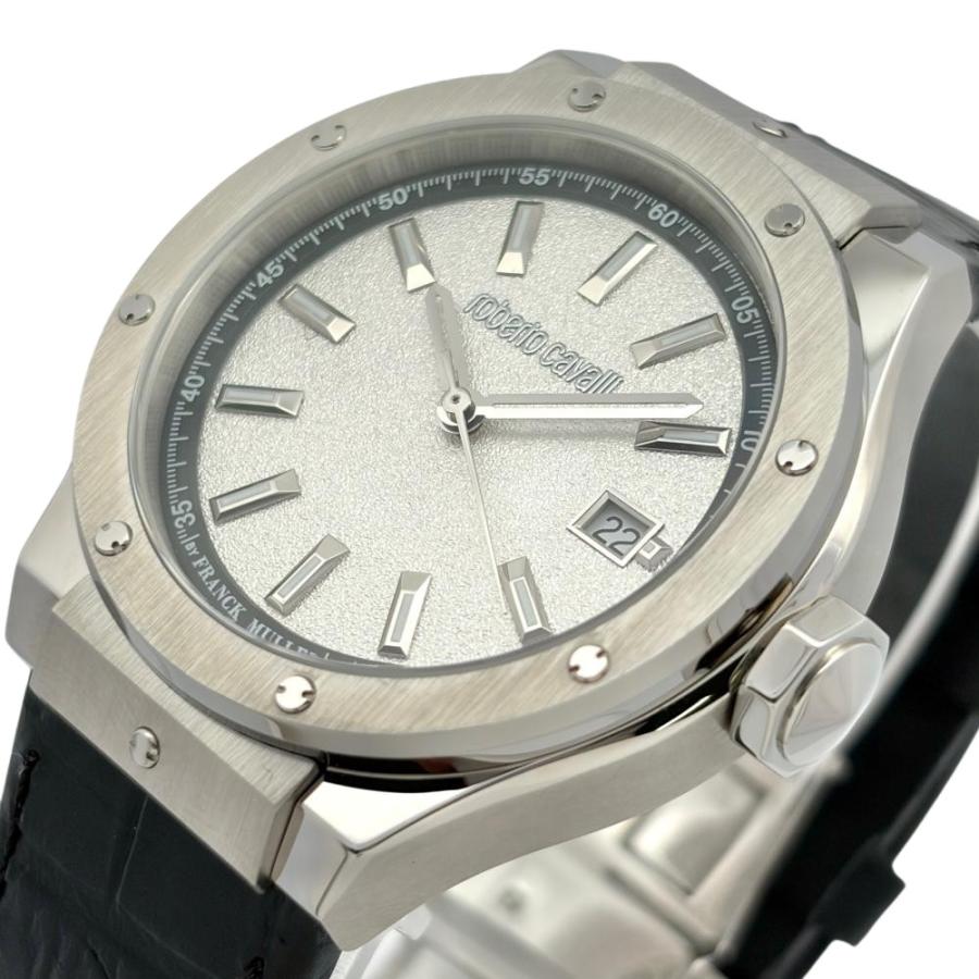 ロベルトカバリ Roberto Cavalli RV1G236 by FRANCK MULLER 腕時計 シルバー文字盤 SS 稼働品 メンズ【中古】 ロベルトカバリ Roberto Cavalli RV1G236 by FRANCK MULLER 腕時計