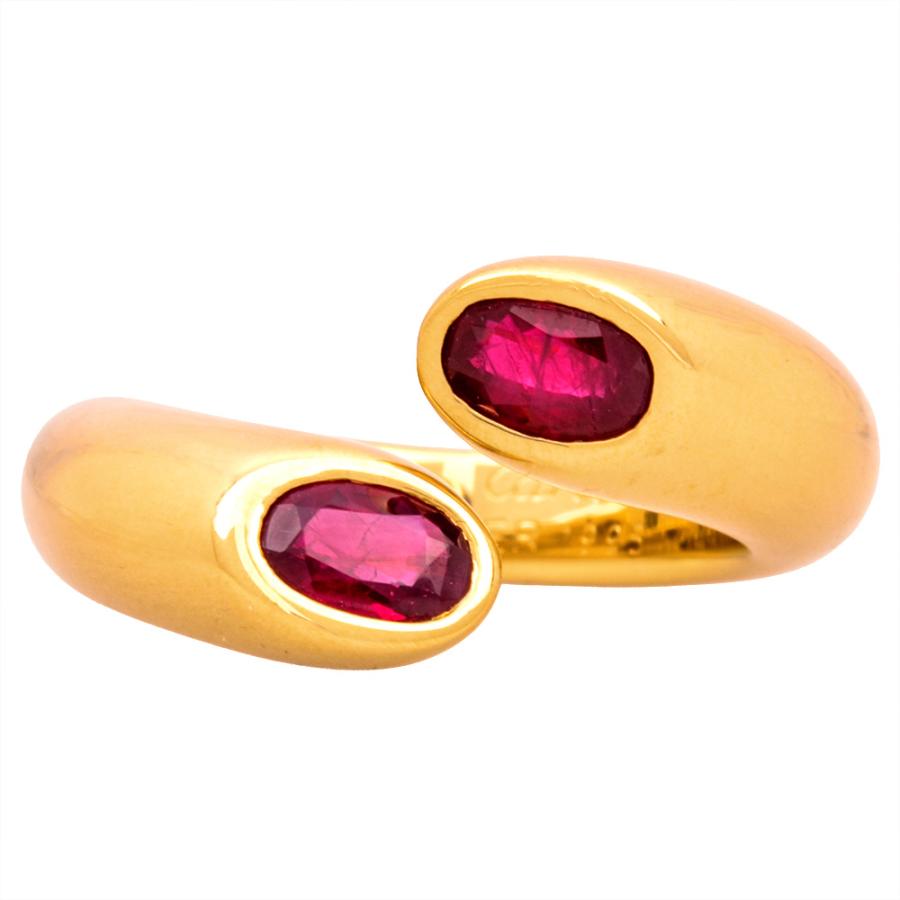 中古】カルティエ CARTIER エリプス ドゥテット リング ルビー K18 YG 