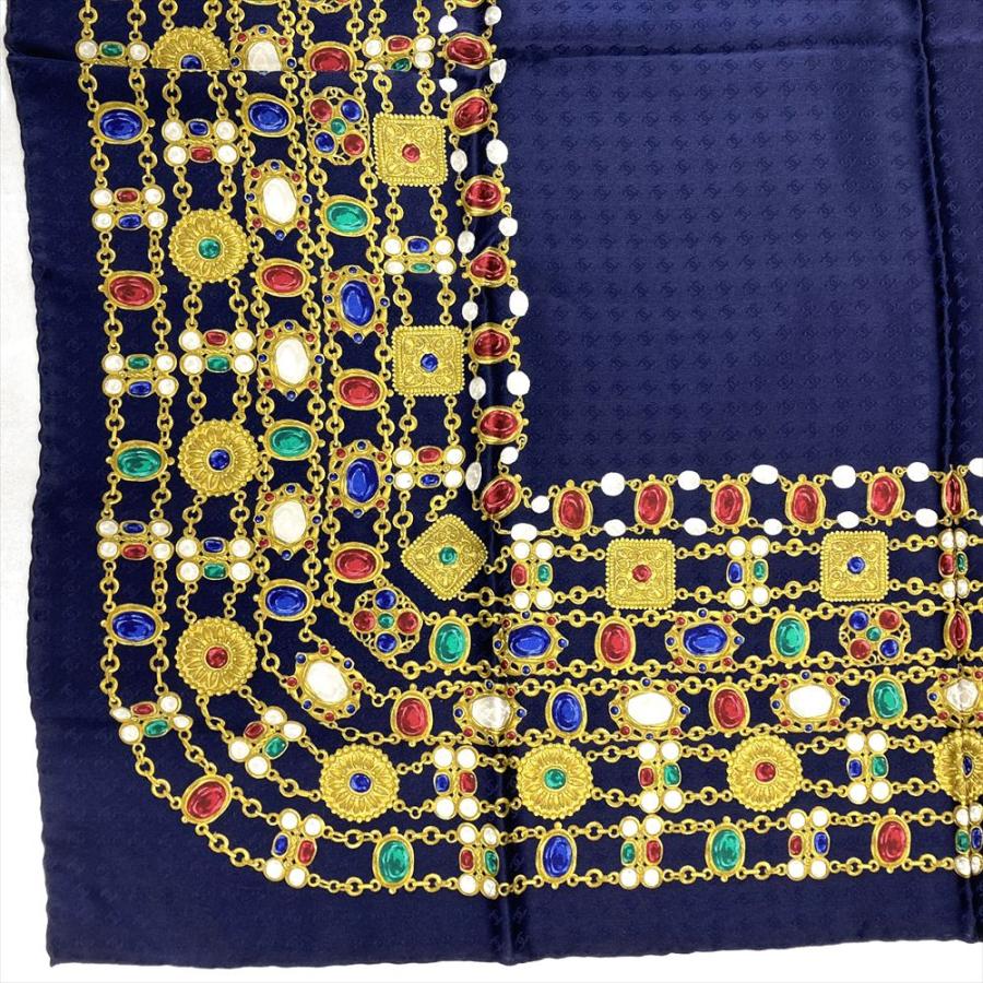 CHANEL（シャネル） グリポア ビジュー柄 ココマーク スカーフ シルク