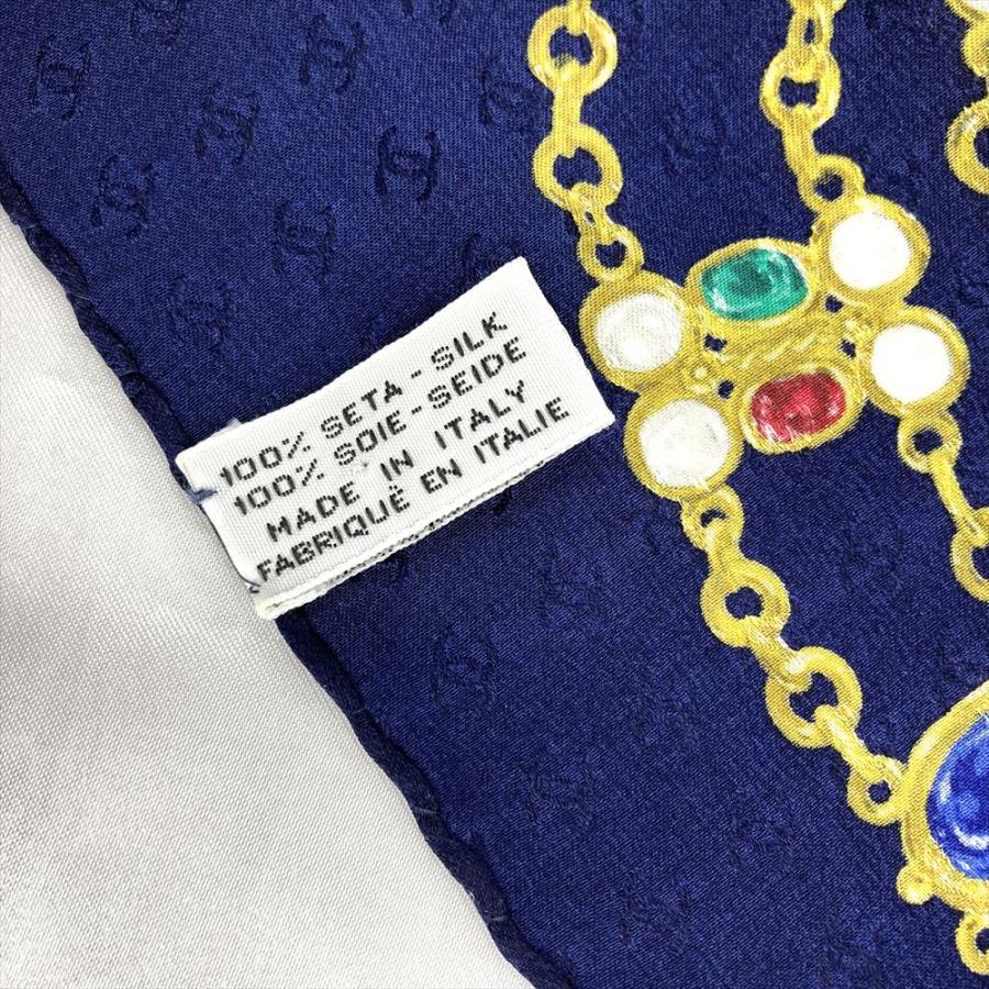 CHANEL シャネル グリポア柄 ペイズリー 宝石 シルク スカーフ 【公式