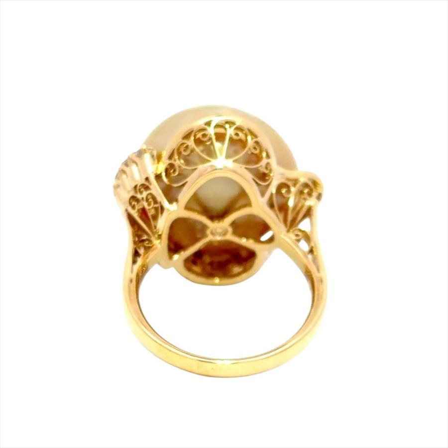 【最終お値下げ】MIKIMOTOパールダイヤリング 18K YG 11.5号 MIKIMOTO（ミキモト） 指輪 18金 パールリング ダイヤモンド ＃11.5