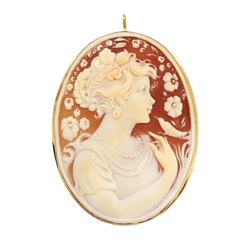 ペルニーチェ カメオ トップ ブローチ K18 13.8g ゴールド【中古  