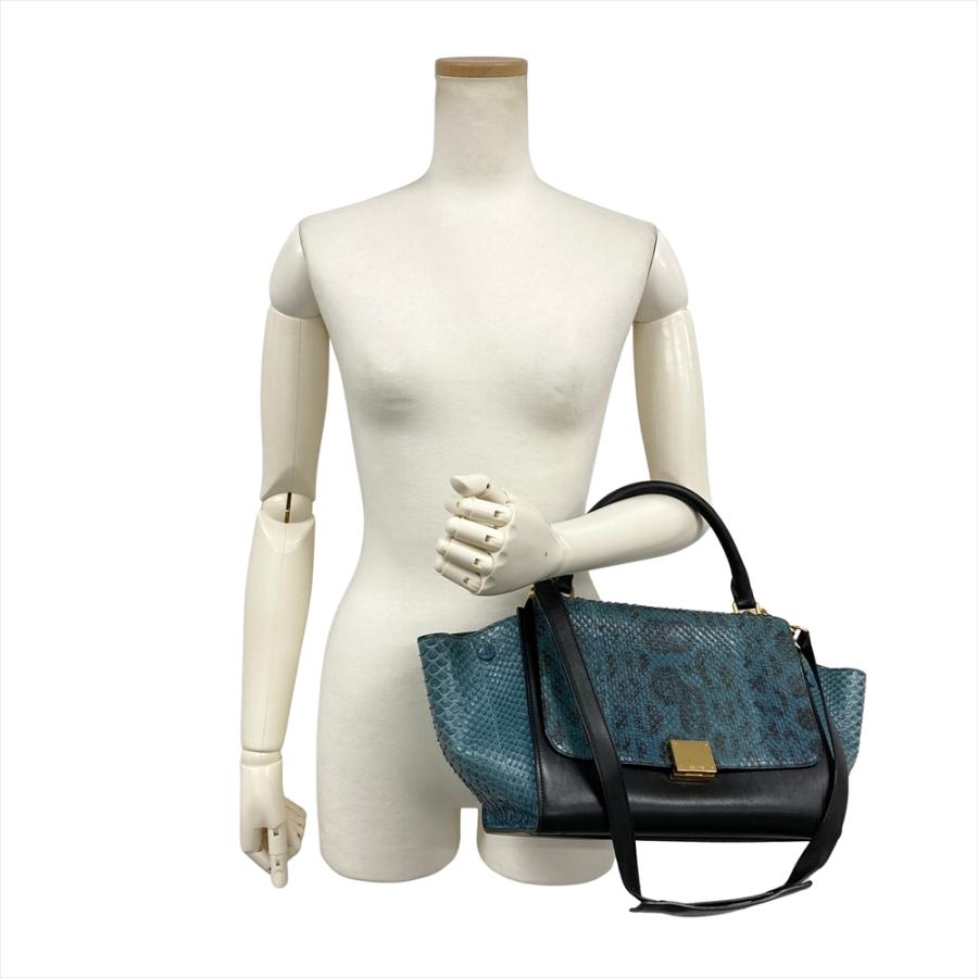 CELINE（セリーヌ） トラペーズ ショルダーバッグ 2WAY レザー ブルー 