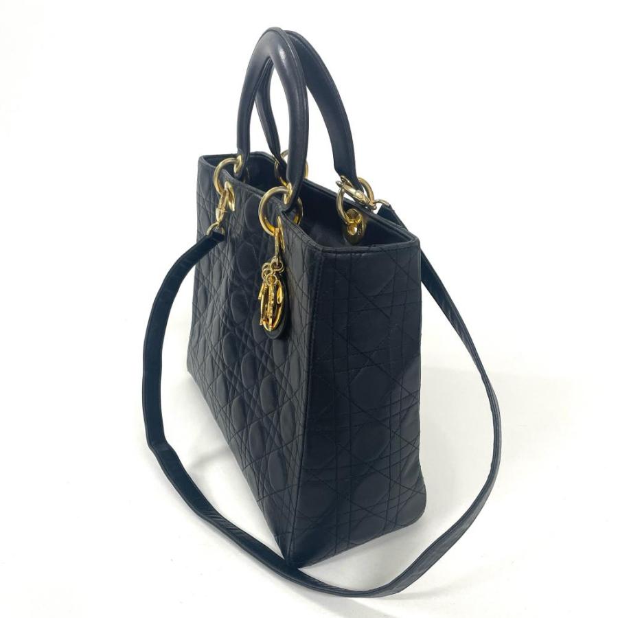 正規品 ディオール レディディオール ラージ カナージュ ラムスキン ブラック ディオール Dior レディディオール カナージュ ラージ ハンドバッグ
