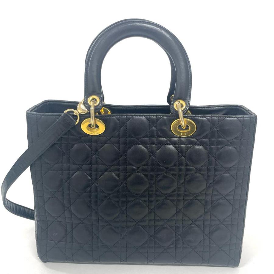 正規品 ディオール レディディオール ラージ カナージュ ラムスキン ブラック ディオール Dior レディディオール カナージュ ラージ ハンドバッグ