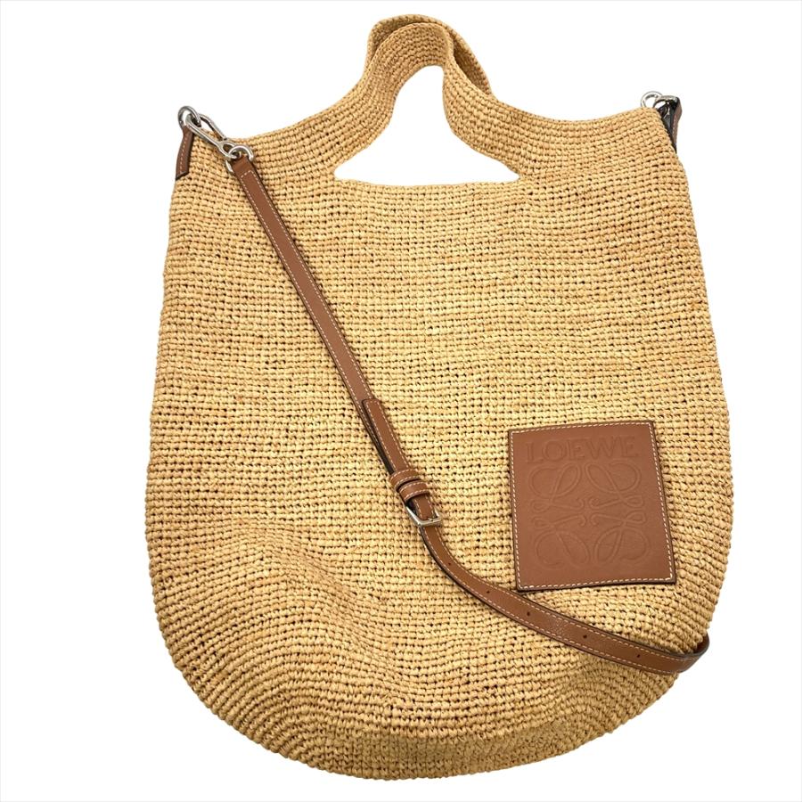 LOEWE（ロエベ） スリットミニ ショルダーバッグ ラフィア レザー