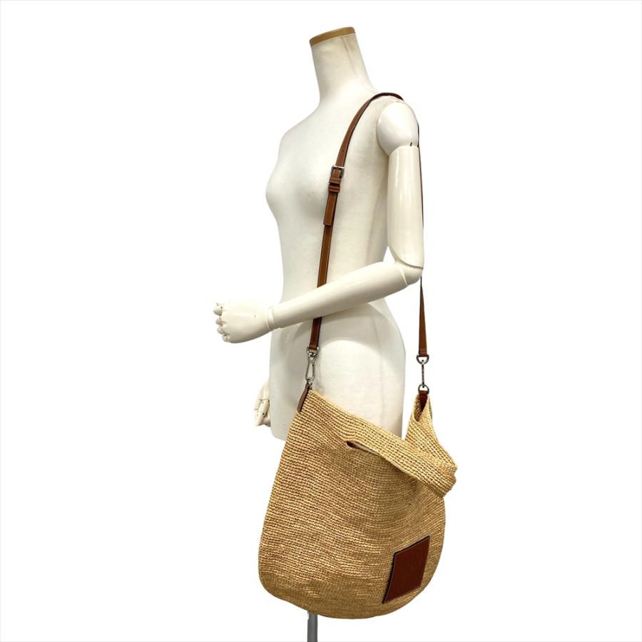 LOEWE（ロエベ） スリットミニ ショルダーバッグ ラフィア レザー