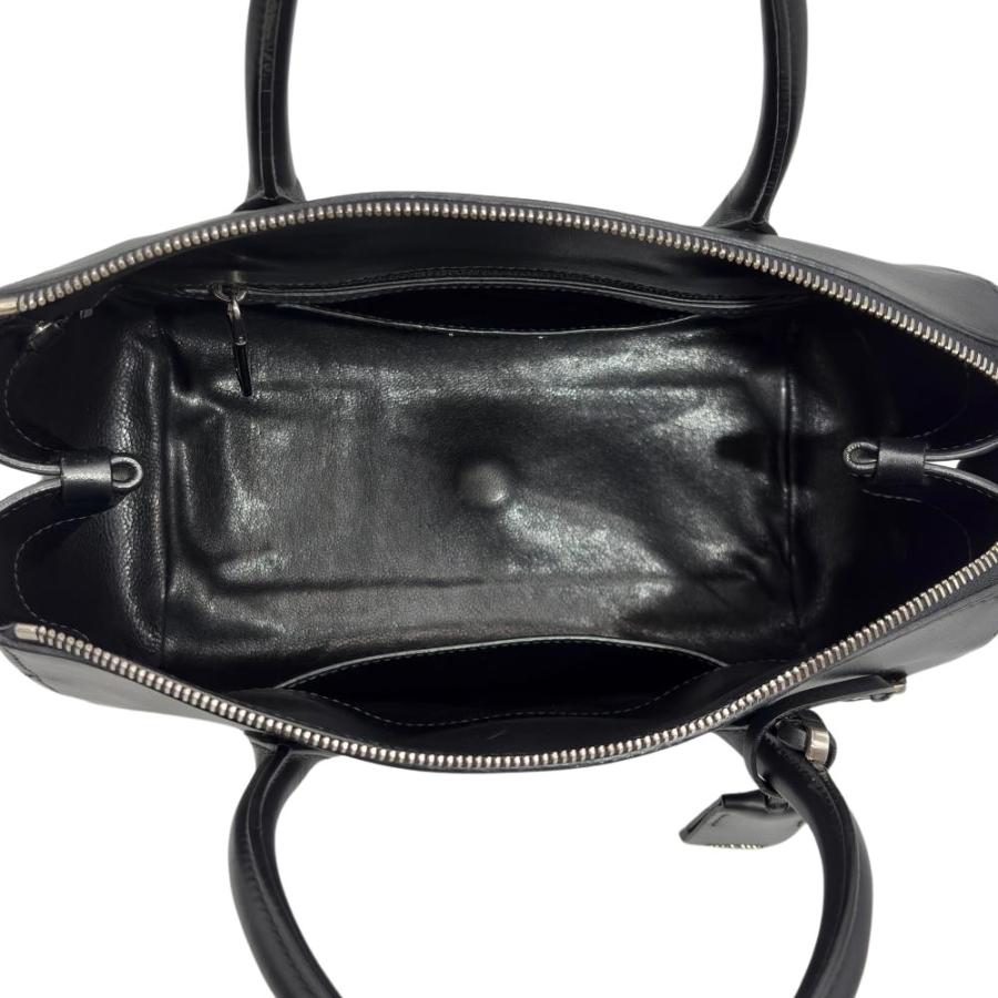 ミュウ Miu ロゴ ハンドバッグ レザー ブラック シルバー金具