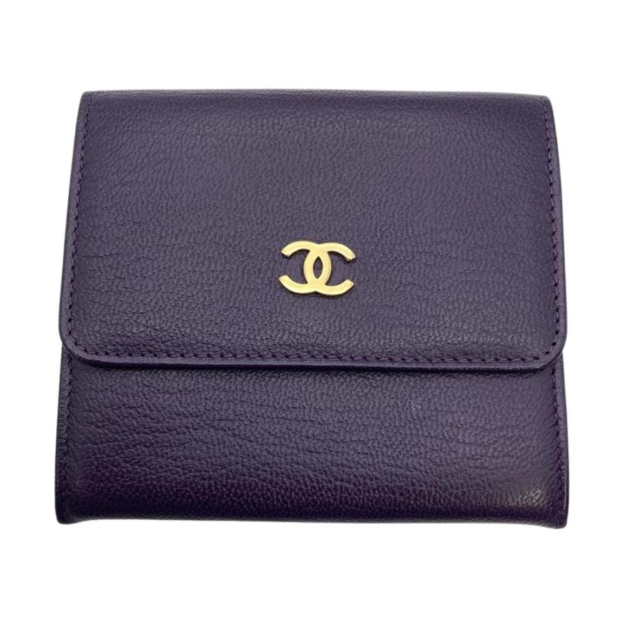 CHANEL（シャネル） ココマーク Wホック 三つ折り財布 レザー A13456