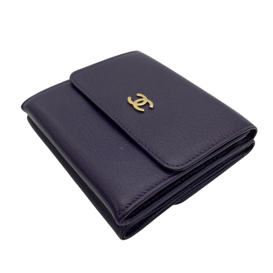 CHANEL（シャネル） ココマーク Wホック 三つ折り財布 レザー A13456
