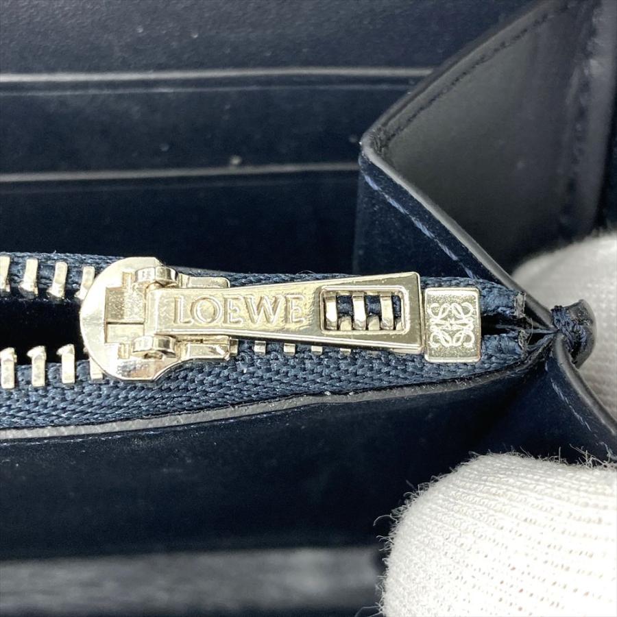 LOEWE（ロエベ） ジップアラウンド ウォレット 長財布 カーフ ネイビー