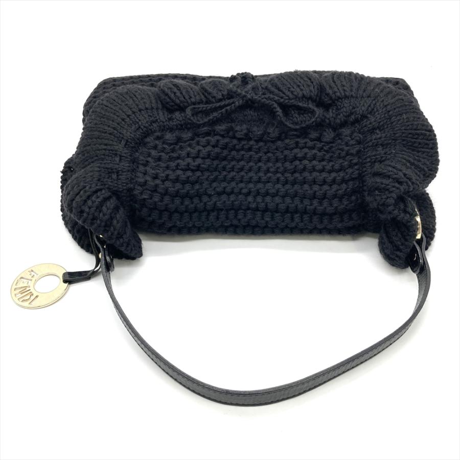FENDI ショルダーバッグ ウール×レザー ブラック 8BR445 FENDI（フェンディ） ハンドバッグ ウール レザー 8BR445 ブラック