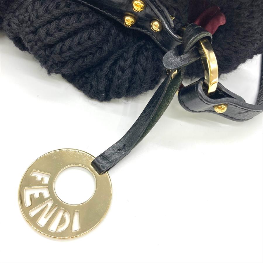 FENDI ショルダーバッグ ウール×レザー ブラック 8BR445 FENDI - FENDI ショルダーバッグ ウール×レザー ブラック 8BR445の通販