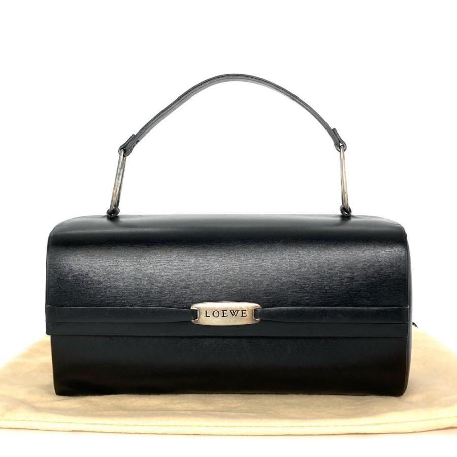 LOEWE（ロエベ） ハンドバッグ レザー ブラック シルバー金具 