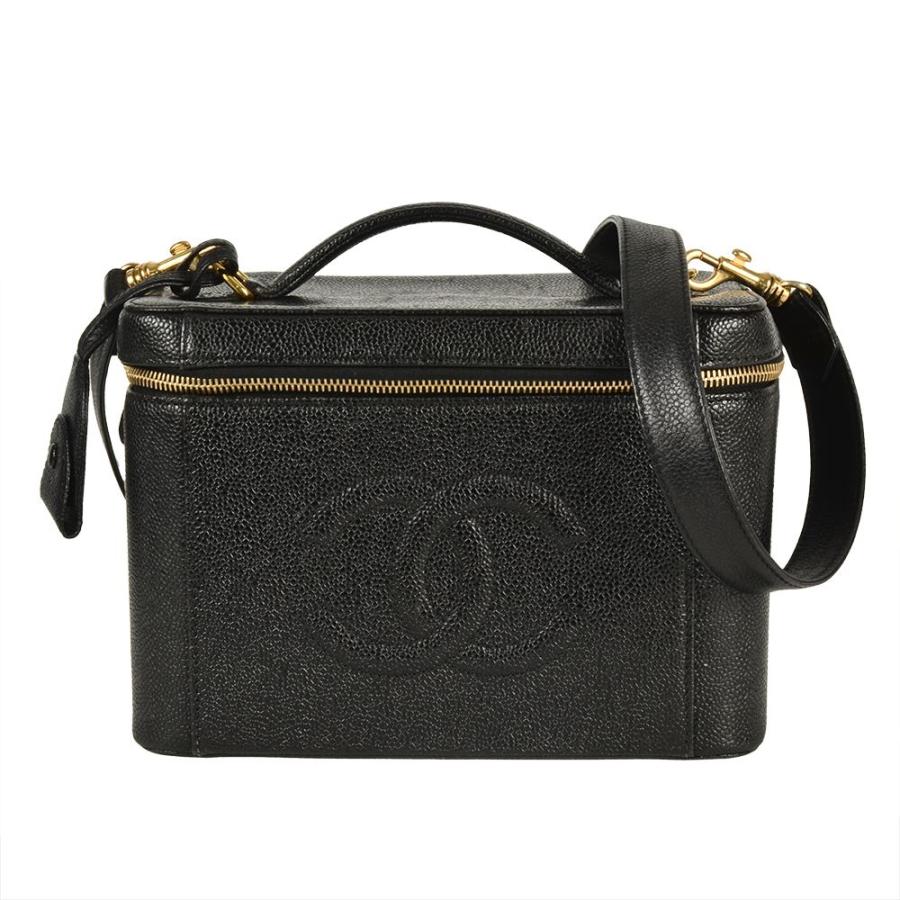 CHANEL キャビアスキン バニティ ハンドバッグ ココマーク ブラック シャネル CHANEL ココマーク バニティバッグ A01998 ブラック