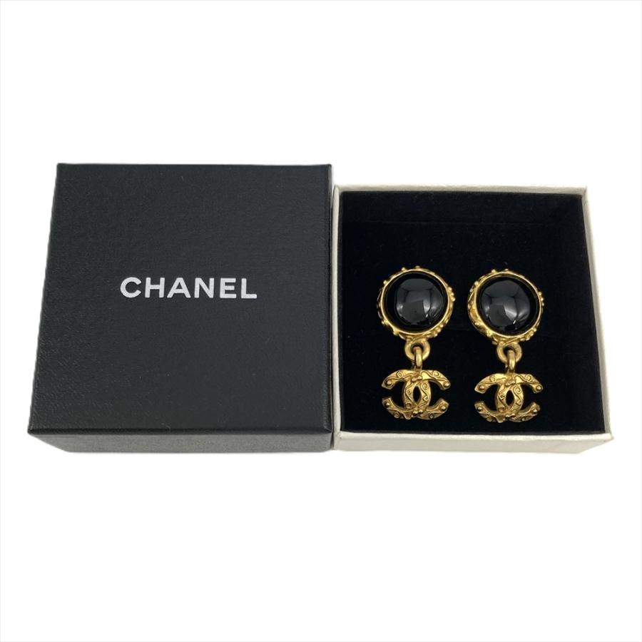 シャネル CHANEL ココマーク  GP イヤリング メタル 96A ブラック ゴールド金具 レディースの画像