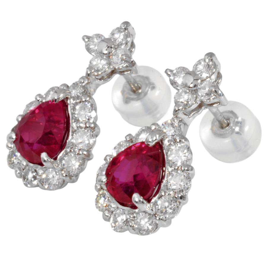 ピジョンブラッド ピアス ルビー 1.01ct/1.03ct Pt900 レッド ティア