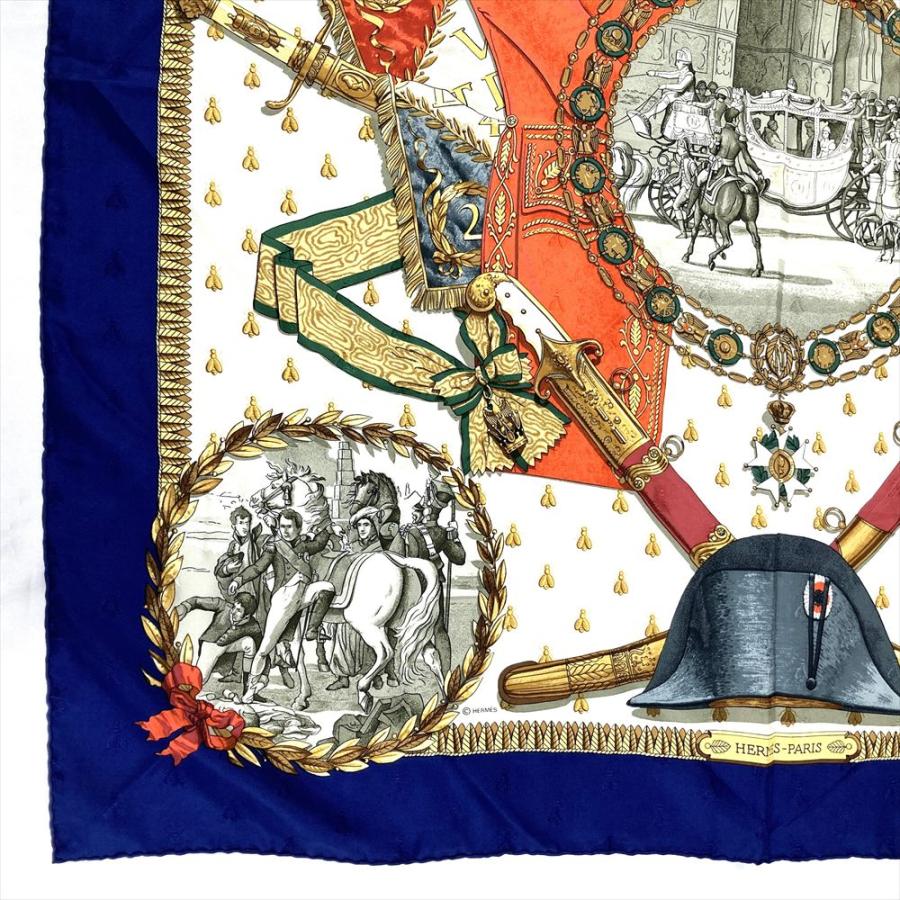 HERMES エルメス カレ90 ナポレオン NAPOLEON スカーフ ブルー