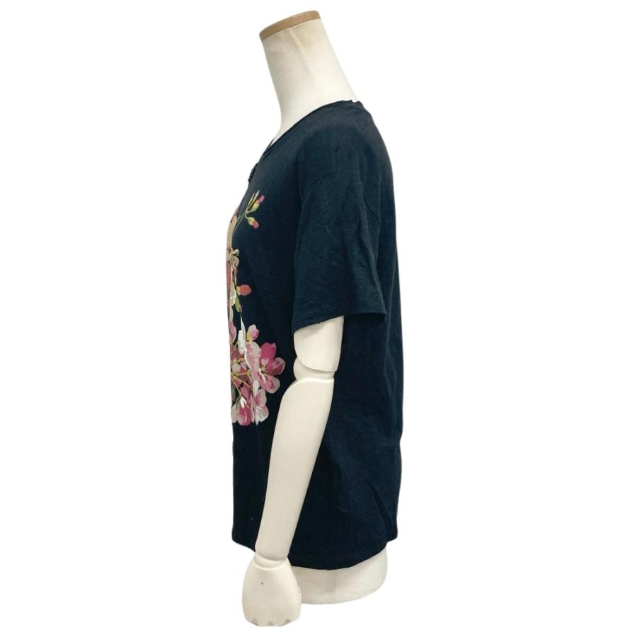 GUCCI（グッチ） フローラルプリント 蜂 ビジュー 半袖Tシャツ 麻