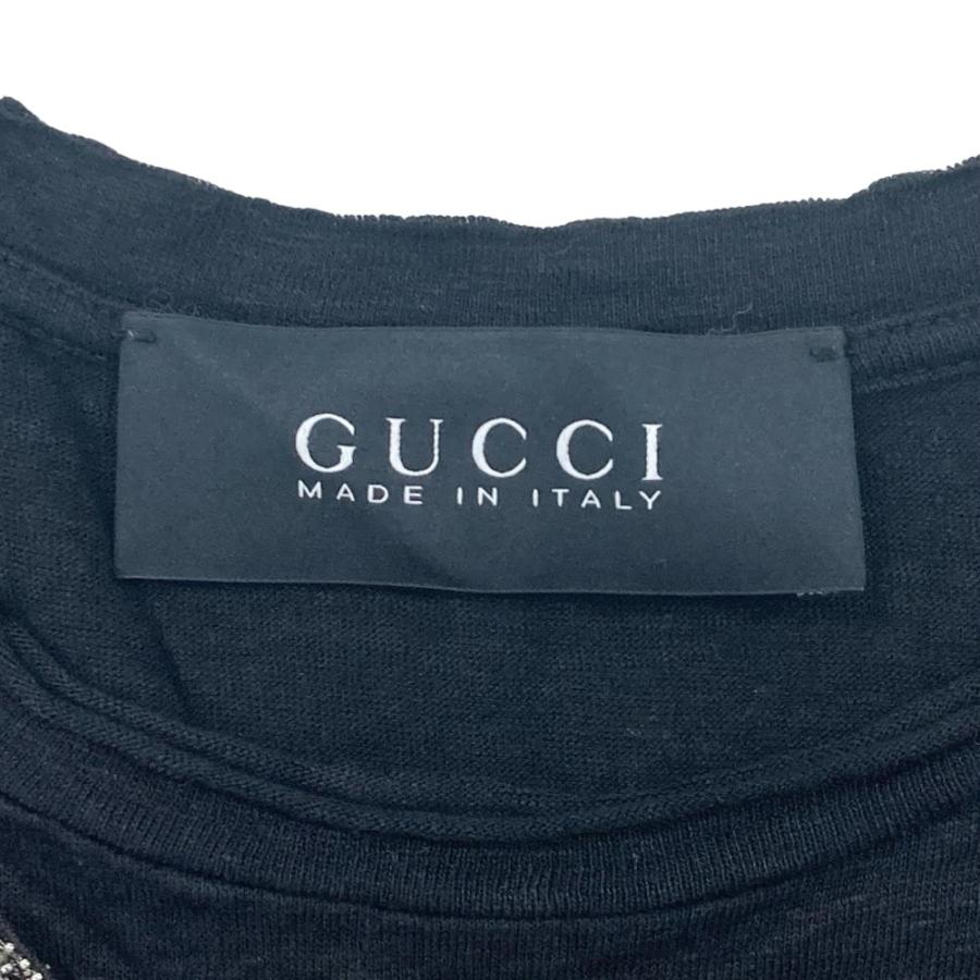 GUCCI（グッチ） フローラルプリント 蜂 ビジュー 半袖Tシャツ 麻