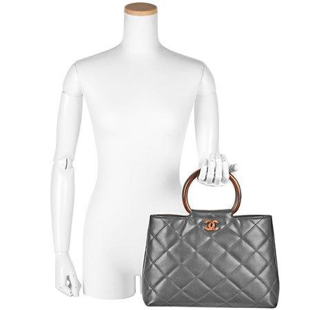 CHANEL シャネル ウッド調ハンドル ハンドバッグ マトラッセ