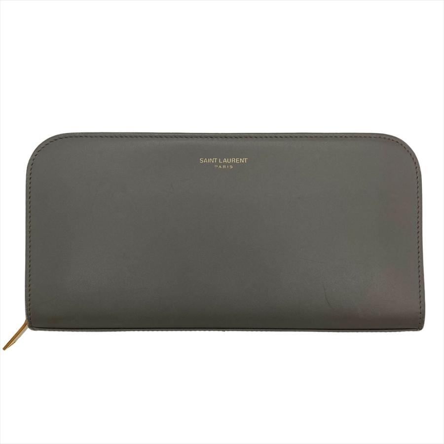 サンローラン SAINT LAURENT ラウンドファスナー レザー 326599 グレー