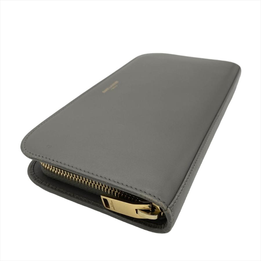 サンローラン SAINT LAURENT ラウンドファスナー レザー 326599 グレー