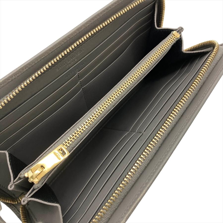 サンローラン SAINT LAURENT ラウンドファスナー レザー 326599 グレー