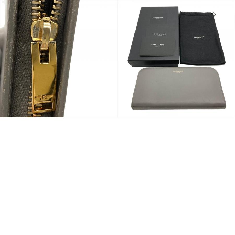サンローラン SAINT LAURENT ラウンドファスナー レザー 326599 グレー