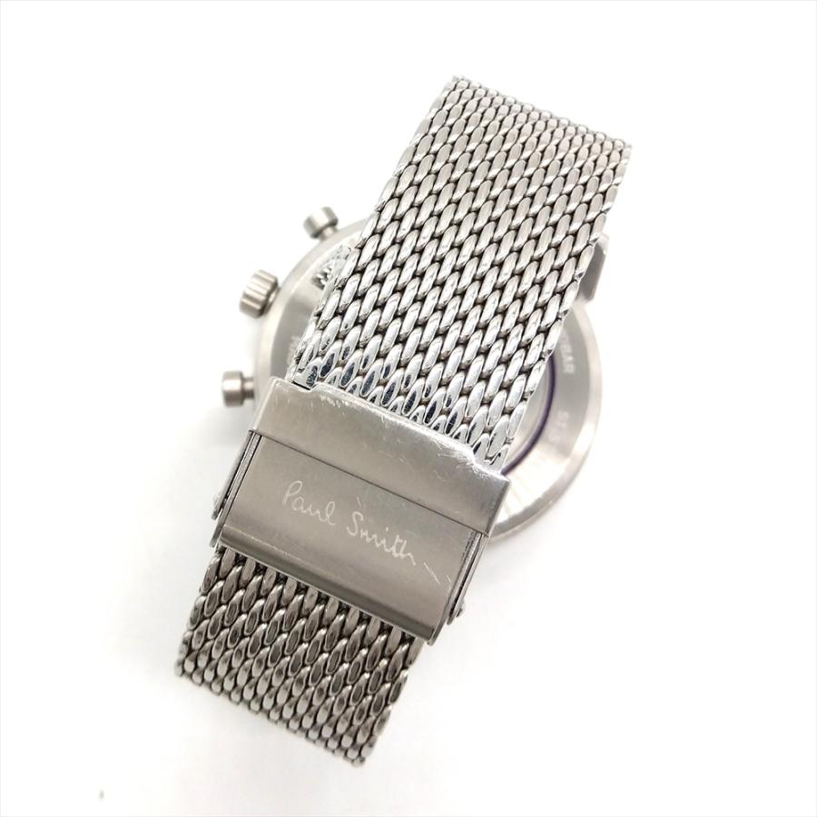 【Paul Smith】美品ポールスミス GIO グラフィックプリント シルバー ポールスミス 腕時計 メンズ クロノグラフ ステンレス メッシュベルト