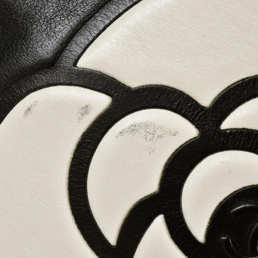 CHANEL シャネル カメリア トートバッグ ラムスキン ブラック ホワイト