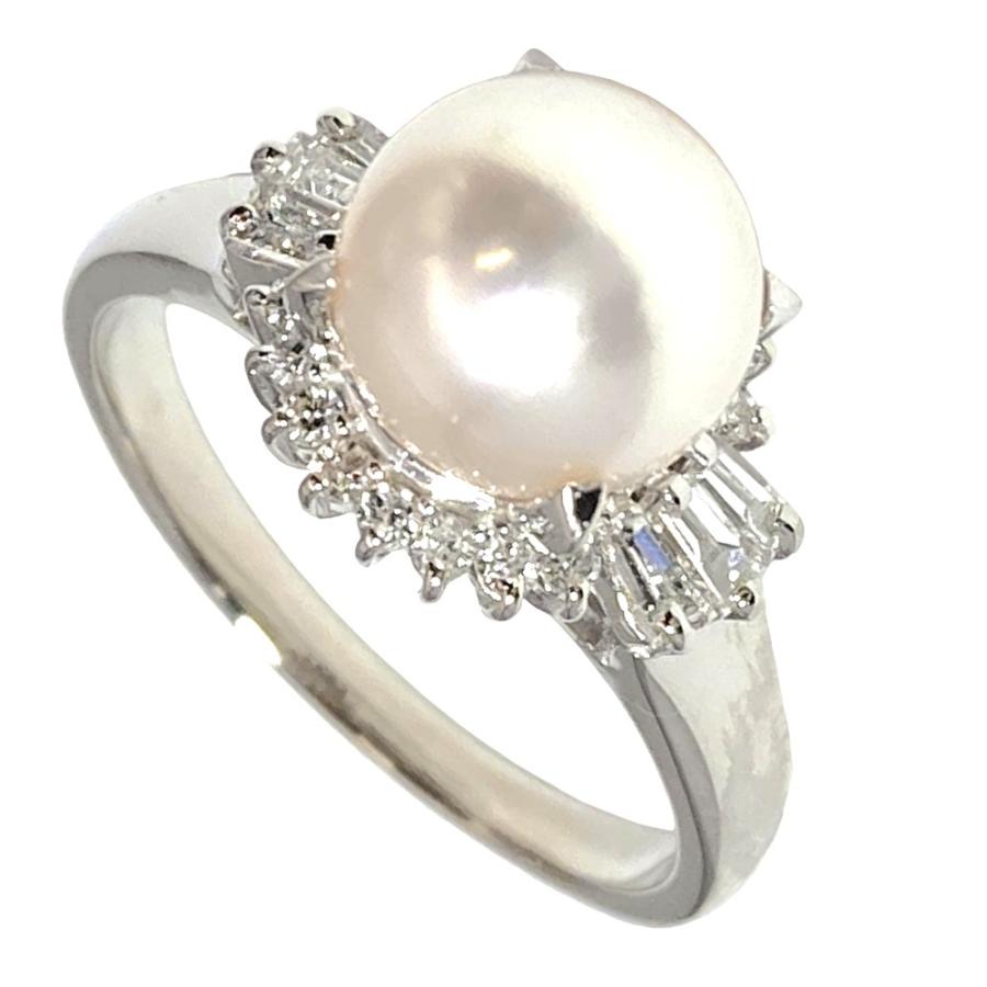 タサキ TASAKI パール 8.5mm リング 指輪 ダイヤモンド 0.35ct 約15.5