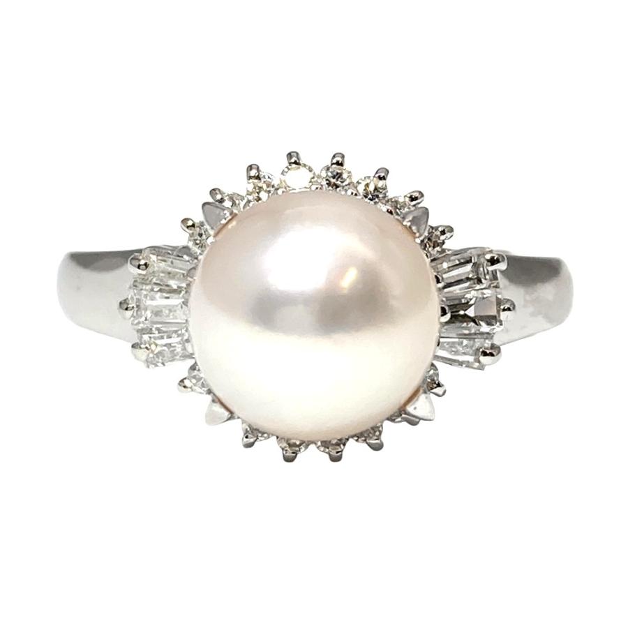 タサキ TASAKI パール 8.5mm リング 指輪 ダイヤモンド 0.35ct 約15.5
