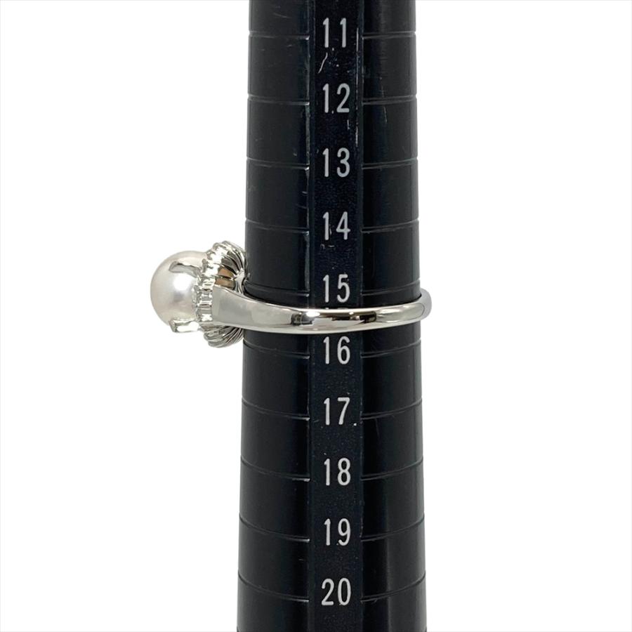 タサキ TASAKI パール 8.5mm リング 指輪 ダイヤモンド 0.35ct 約15.5