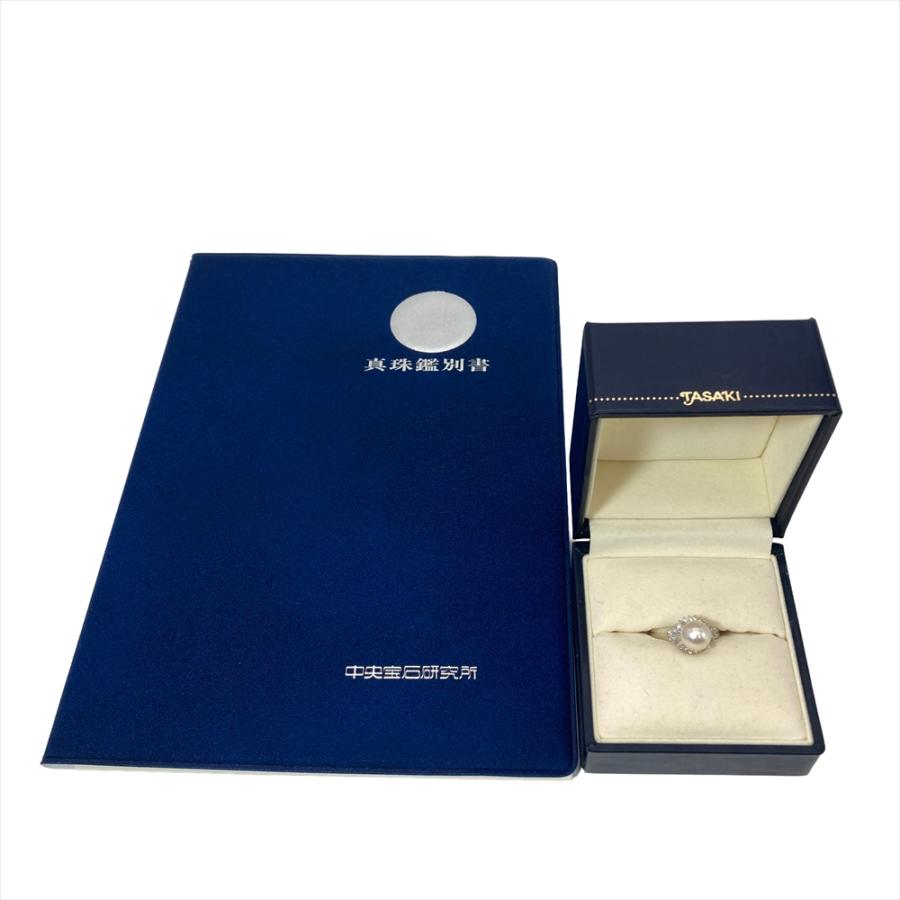 タサキ TASAKI パール 8.5mm リング 指輪 ダイヤモンド 0.35ct 約15.5