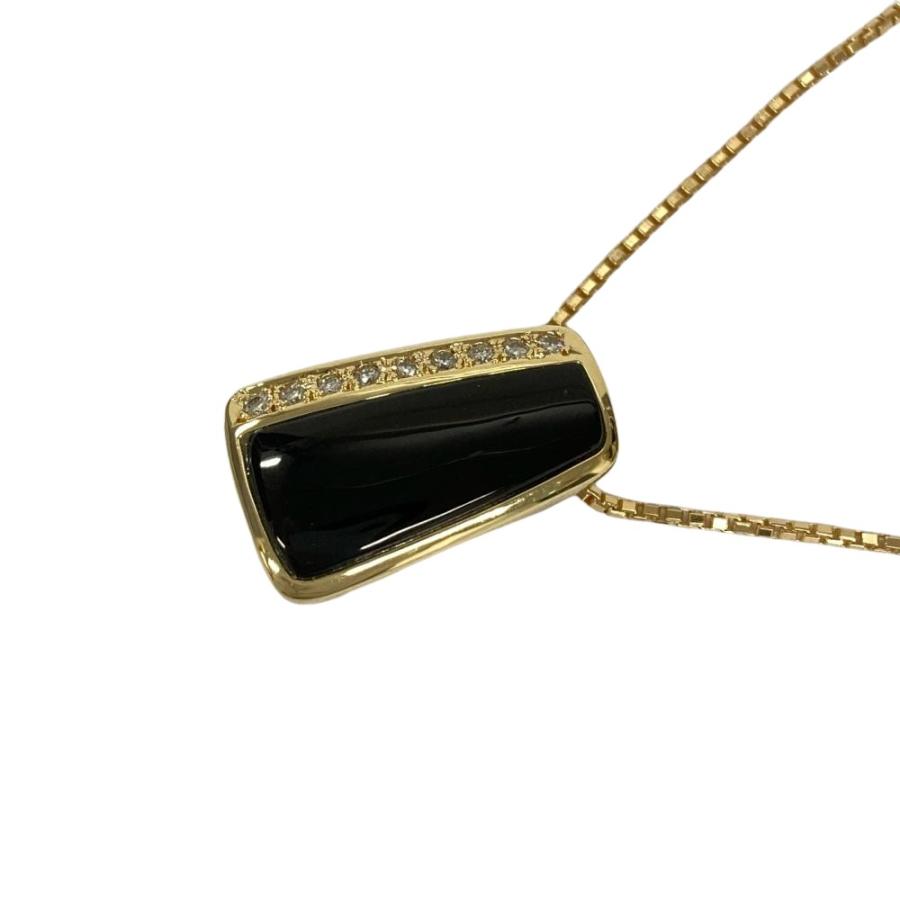 タサキ TASAKI デザイン ペンダント ネックレス オニキス K18YG 7.4g