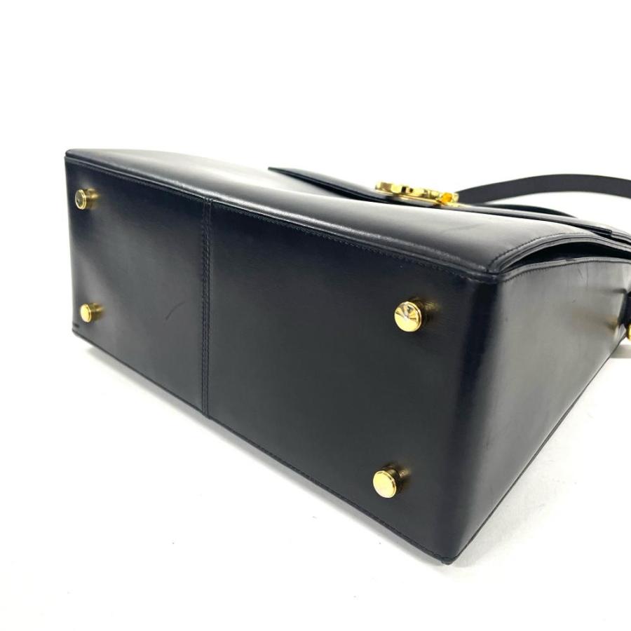 【美品】Ferragamo 2way ガンチーニ エナメル バッグ ブラック フェラガモ Ferragamo ガンチーニ ハンドバッグ 2WAY レザー ブラック