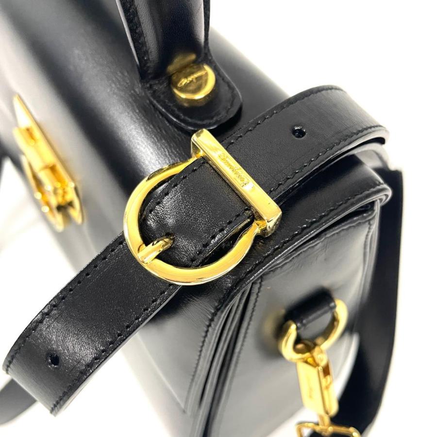 フェラガモ Ferragamo ガンチーニ ハンドバッグ 2WAY レザー ブラック
