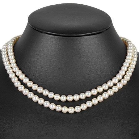 ミキモト MIKIMOTO パール 6.0-6.5mm 2連 ネックレス K14YG アコヤ真珠