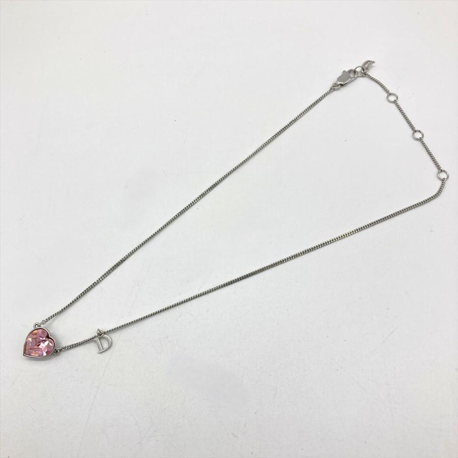 ディオール Dior ハートモチーフ ピンク カラーストーン ネックレス
