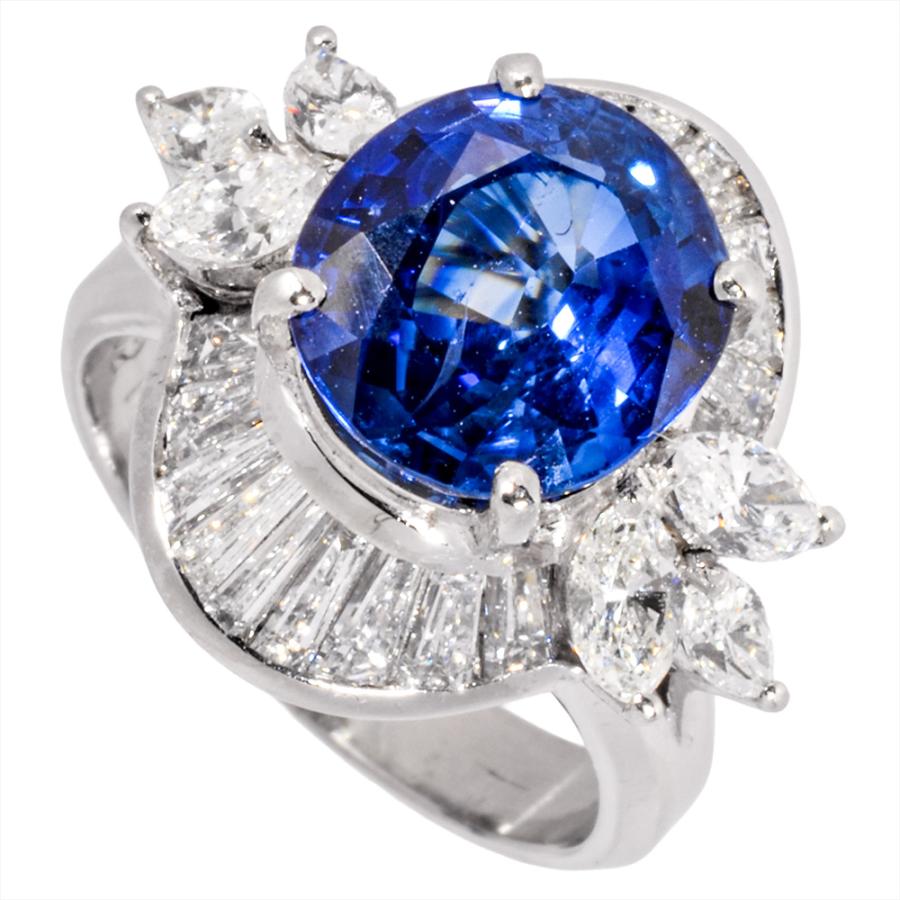 リング 指輪 サファイア 4.02ct 約9号 Pt900 11.0g ブルー 