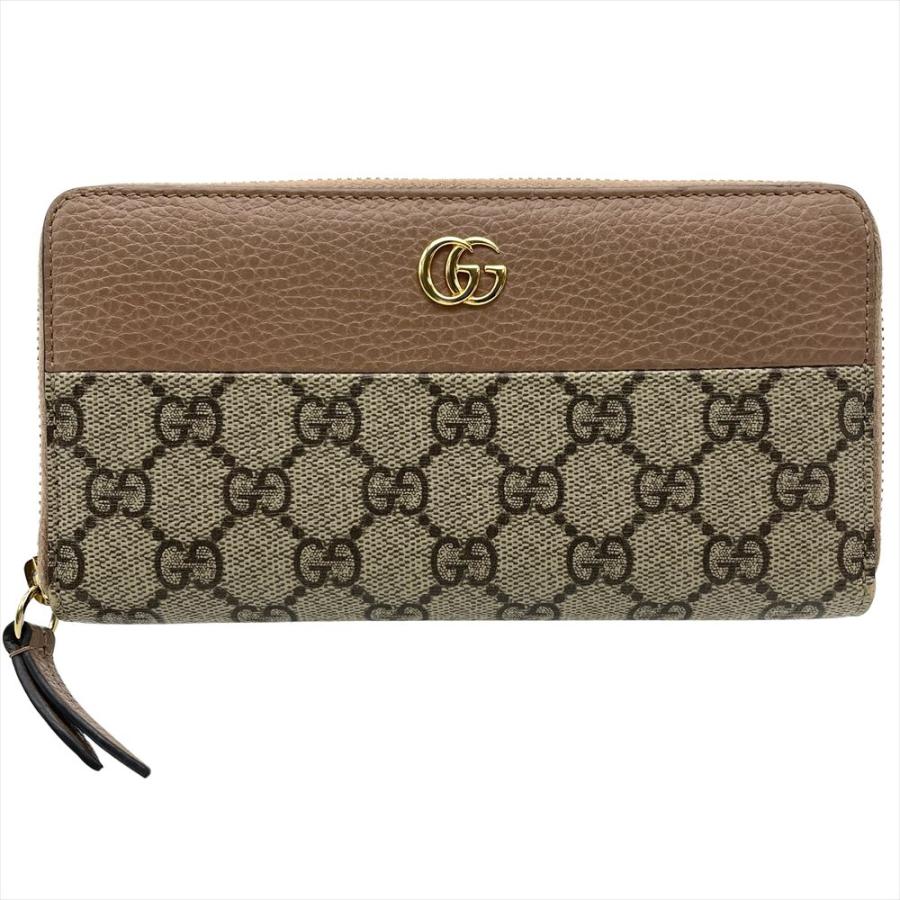 GUCCI グッチ GGマーモント  長財布 456117 パイソン   ブラウン系 イエロー系 ゴールド金具  ラウンドファスナー エキゾチックレザー 【本物保証】 GUCCI（グッチ） GUCCI GGマーモント 長財布 シマレザー PVC 456117