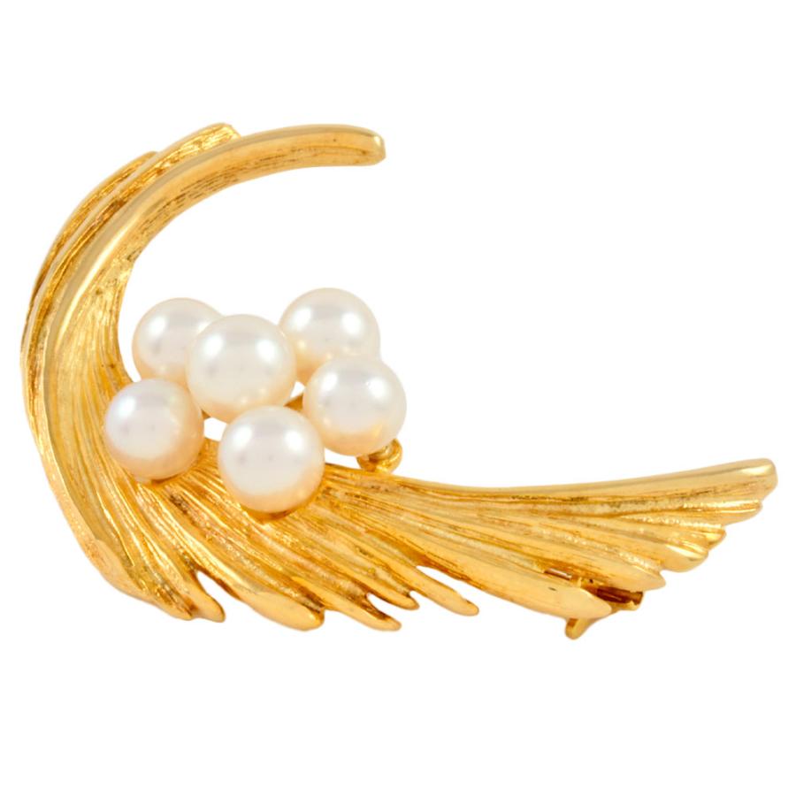 ミキモトブローチ金　14金　パール ミキモト(Mikimoto) パール ブローチ 14金イエローゴールド 真珠