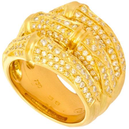 Cartier バンブーリング 750 47 7号 ゴールド Cartier（カルティエ） バンブー リング 3ロウ ダイヤモンド K18YG #56