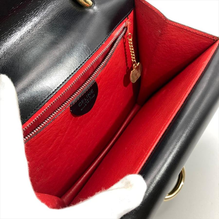CELINE（セリーヌ） ハンドバッグ レザー ブラック ゴールド金具 W 