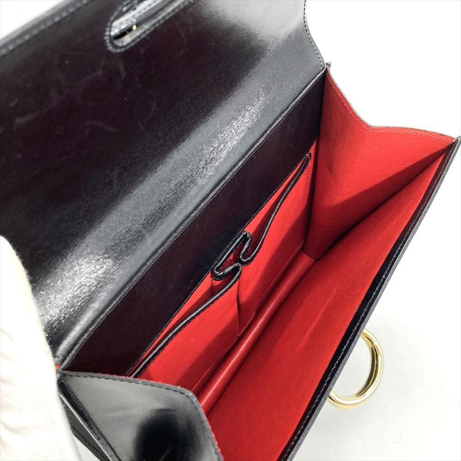 CELINE（セリーヌ） ハンドバッグ レザー ブラック ゴールド金具 W 