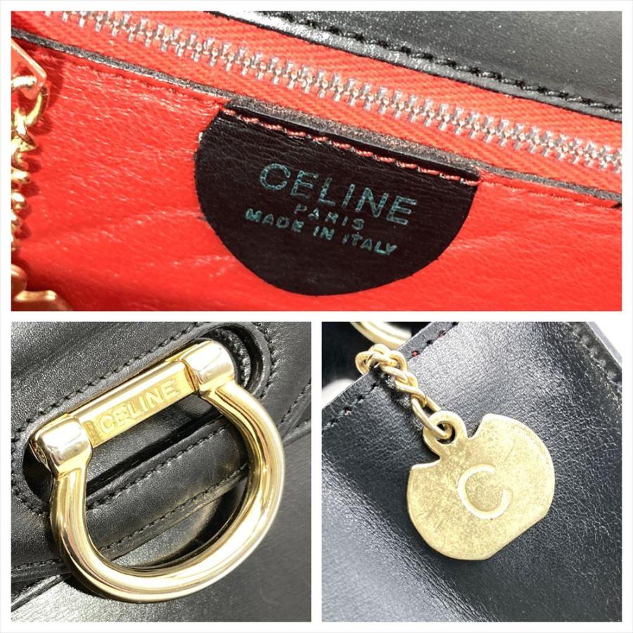 CELINE（セリーヌ） ハンドバッグ レザー ブラック ゴールド金具 W 